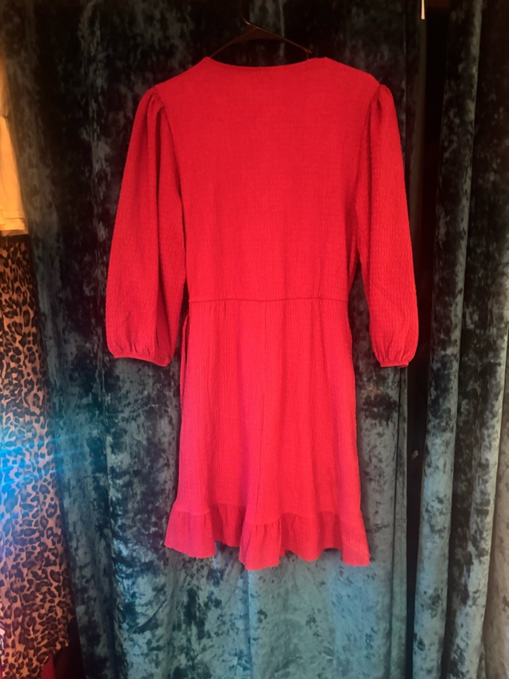 Cato Raspberry Wrap Ruffle Mini Dress - Picture 3 of 3